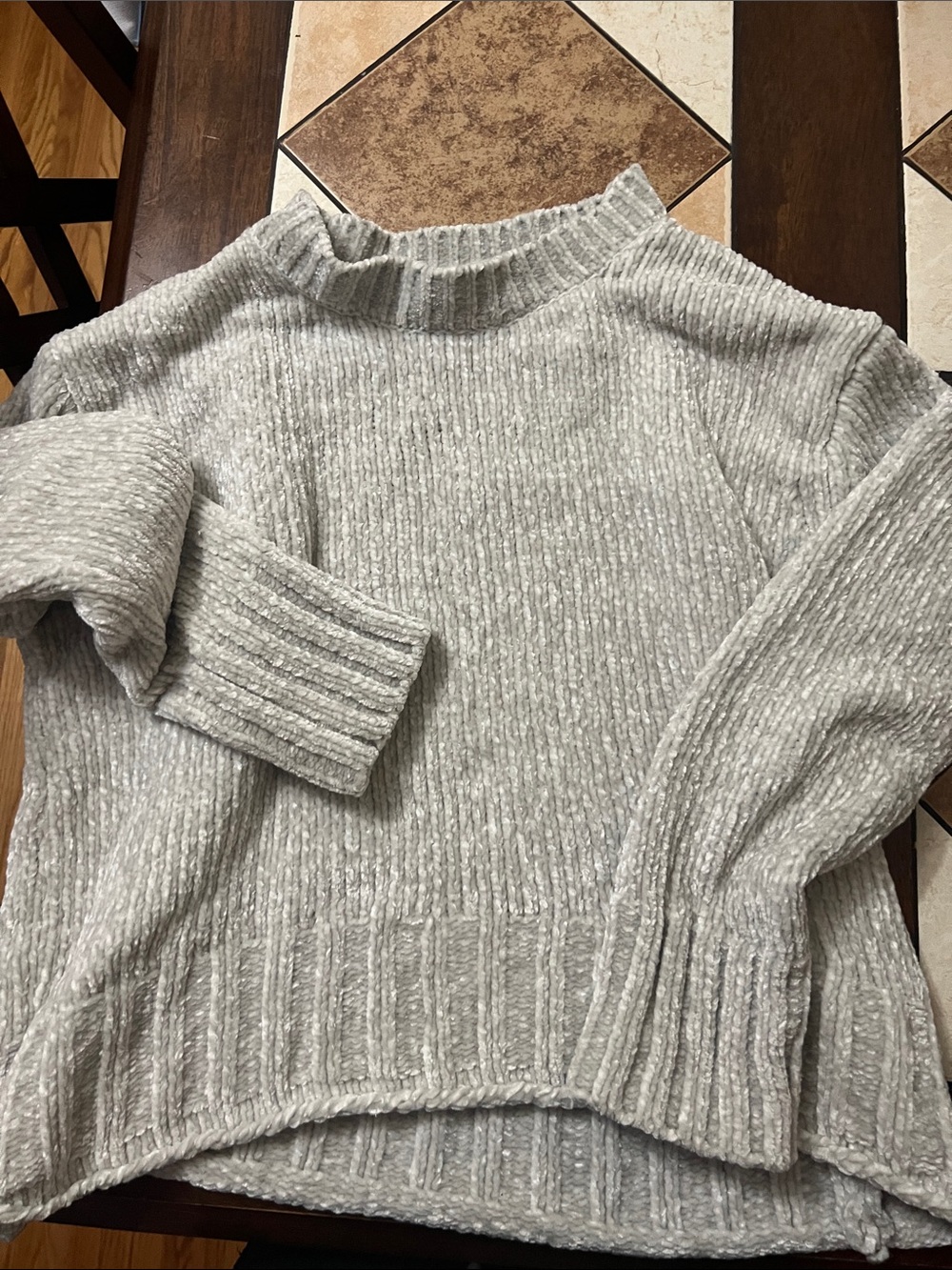 Cynthia Rowley Heathered Gray Ribbed Mock Neck Sweater
